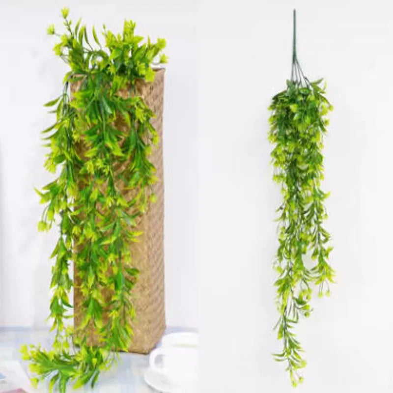 أوراق الكروم ديكور غرفة المنزل نبات صناعي معلق أوراق بلاستيكية عشب الزفاف نبات أخضر لبلاب ديكور المنزل والحديقة الخارجية