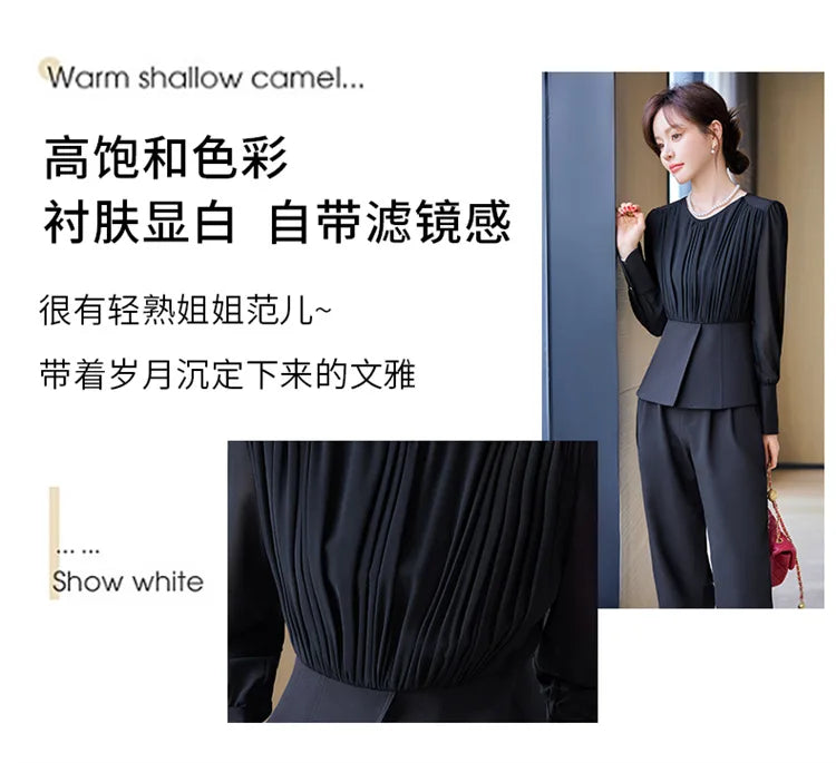Fashion Uniform Styles Spring Women Office Business Suits Female Pantsuits Ladies Work Wear Blazers Sets With Wide Leg Trousers SwiftNest