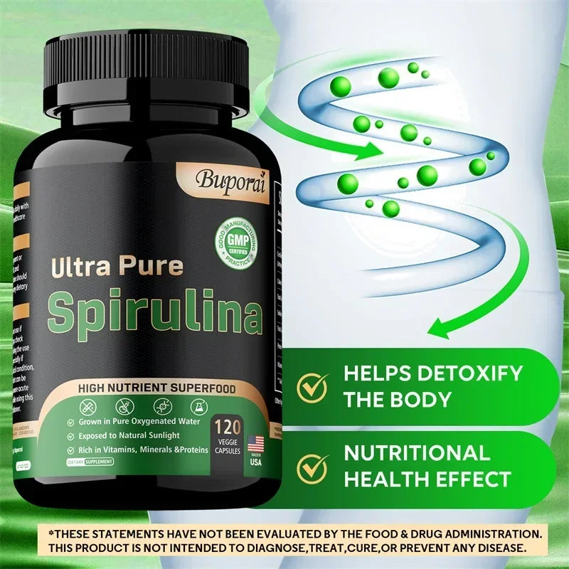 Organic Spirulina Supplement - Detoxification, Nutrition, Immune System Health, Cardiovascular Health, Antioxidant