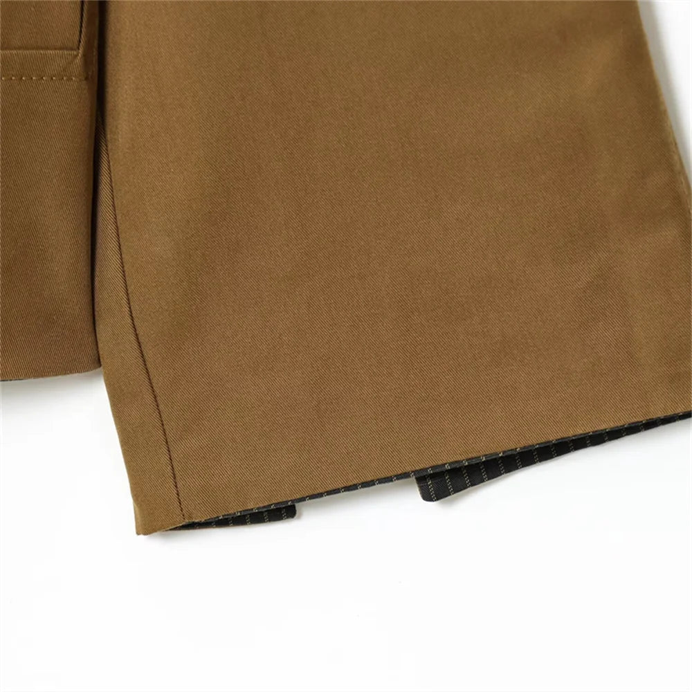 s new women's clothing is fashionable casual loose fit high neck design double-sided windbreaker jacket