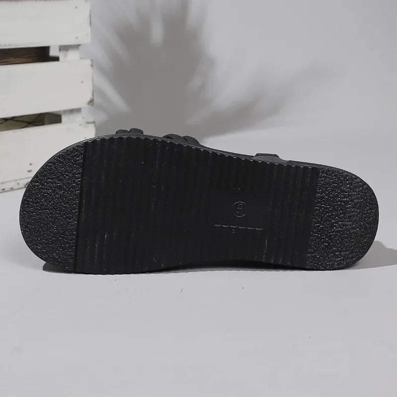 Ladies Shoes on Sale 2025 Narrow Band Women's Sandals Platform Casual Sandal Women Elastic Band Round Toe Flat with Shoes Female