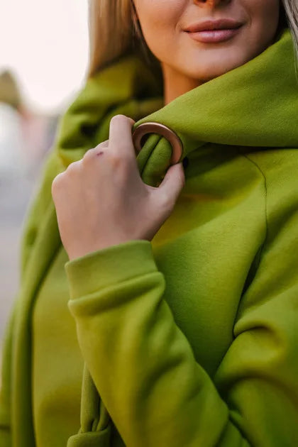 Women Fashion  New Loose Large Knitted Hooded Autumn Winter Long Dress Velvet Hoodie Dress Casual Dress Splicing Warm Dress