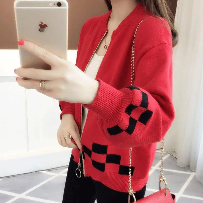 Women's Clothing Vintage Fashion Short Style Knit Cardigan Autumn Winter New Casual Loose O-neck Long Sleeve Sweaters Lady Tops