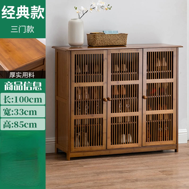 Household Dust-proof Shoe Cabinet Simple Shoe Rack Multi-layer Storage Rack Solid Wood Entrance Storage Storage Cabinet