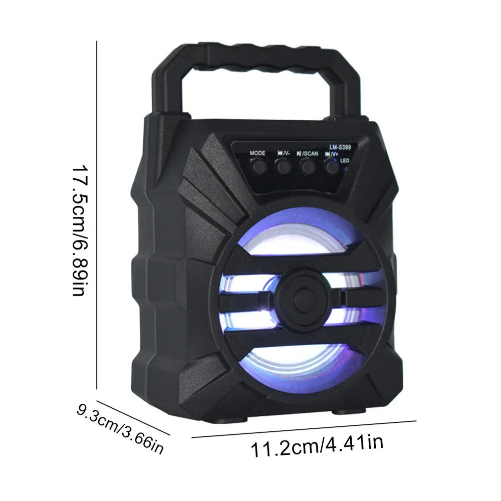 Wireless Bluetooth Speaker with LED Wireless Handheld Speaker Support Wired Microphone/TF Card/U Stick Audio Line Input