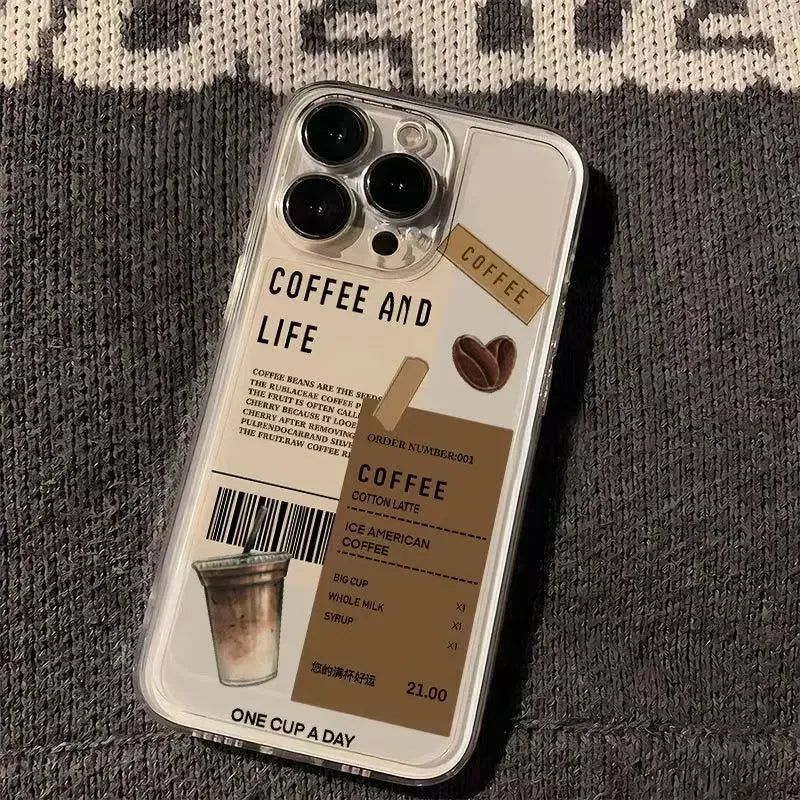 INS Hot Coffee Phone Cases For iPhone 16 15 14 13 12 11 Pro Max XR 8 7 Plus 13 12 Mini Soft Transparent Cover