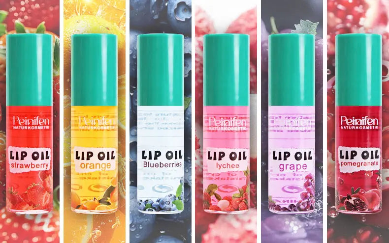 6PCS Fruit-Flavored Lip Balm Set Watery Lip Gloss Lip Oil Smooth Lip Lines Plump Lips Beauty Care Kit for Lip Hydration