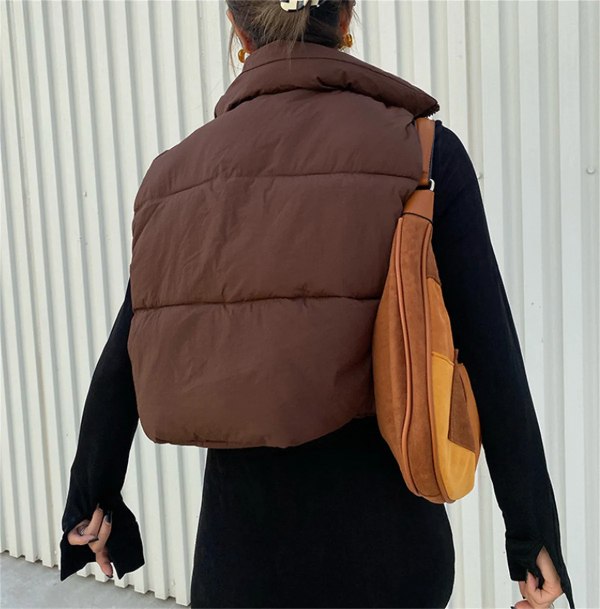 Fashion Zipper Vest For Women Autumn Winter Stand Collar Sleeveless Coat Lady Casual Street Warm Jacket Elegant Outfit Clothing SwiftNest