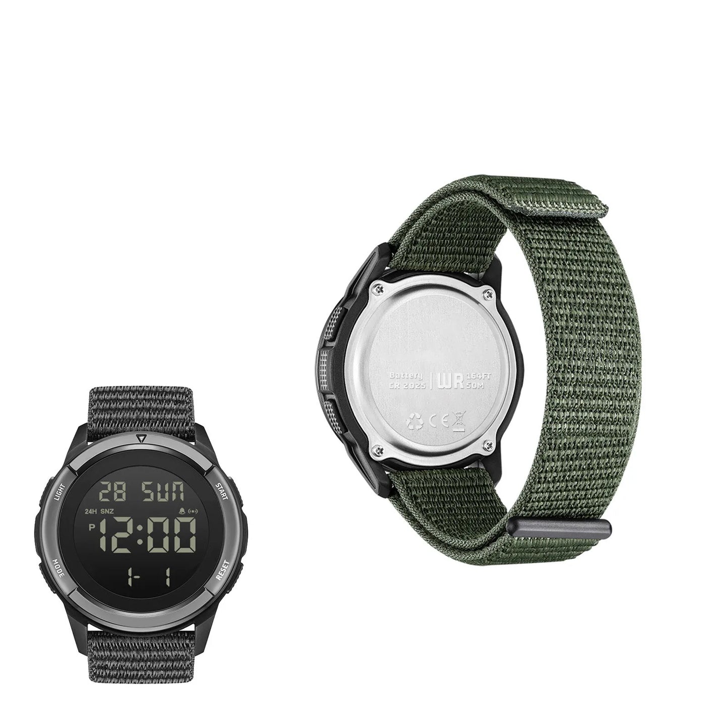 ساعة رياضية للأنشطة الخارجية مقاومة للمطر حتى عمق 50 مترًا، ساعات رياضية رقمية مزودة بإضاءة خلفية LED