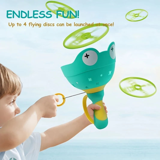 Outdoor Toys for Kids Ages 3-8 – Flying Saucer Launcher Chase Game, Spring-Up Flying Saucer Machine, Family Outdoor Yard Activity