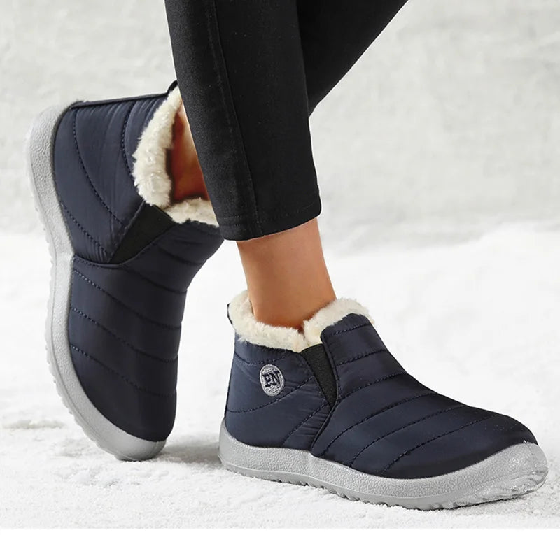 Women's Boots Women Winter Boots Warm Fur Winter Shoes For Women Snow Boots Lightweight Ankle Botas Mujer Black Combat Botines