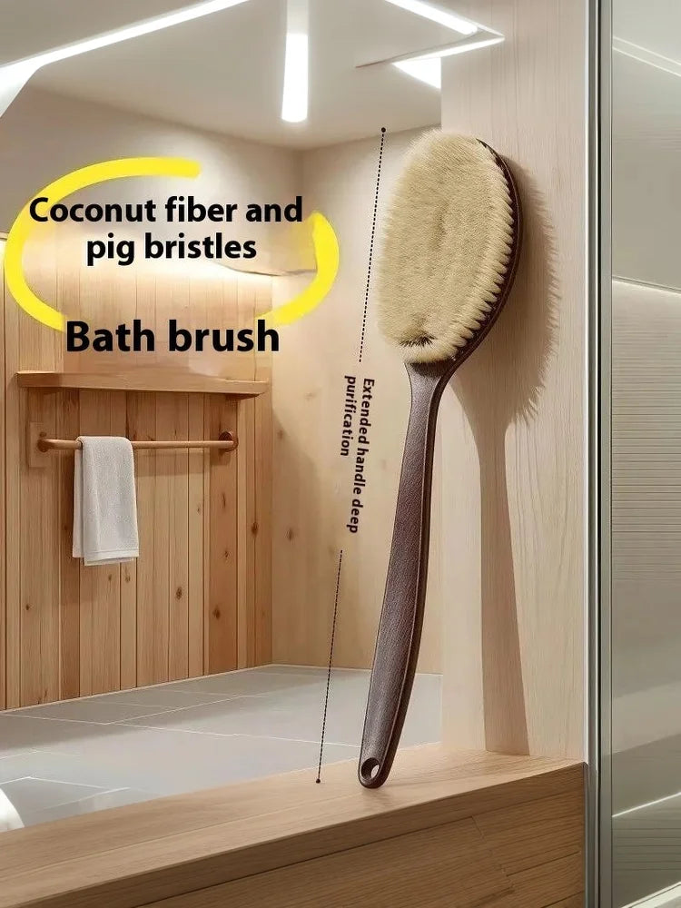 Bath Shower Brush Bathing Brush Dry Skin Body Soft Natural Bristle Massager Care Tool Soft Natural Bristle PE Handle