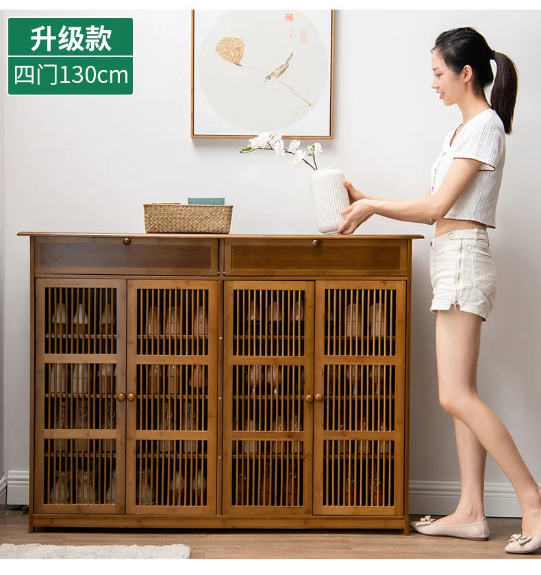Household Dust-proof Shoe Cabinet Simple Shoe Rack Multi-layer Storage Rack Solid Wood Entrance Storage Storage Cabinet