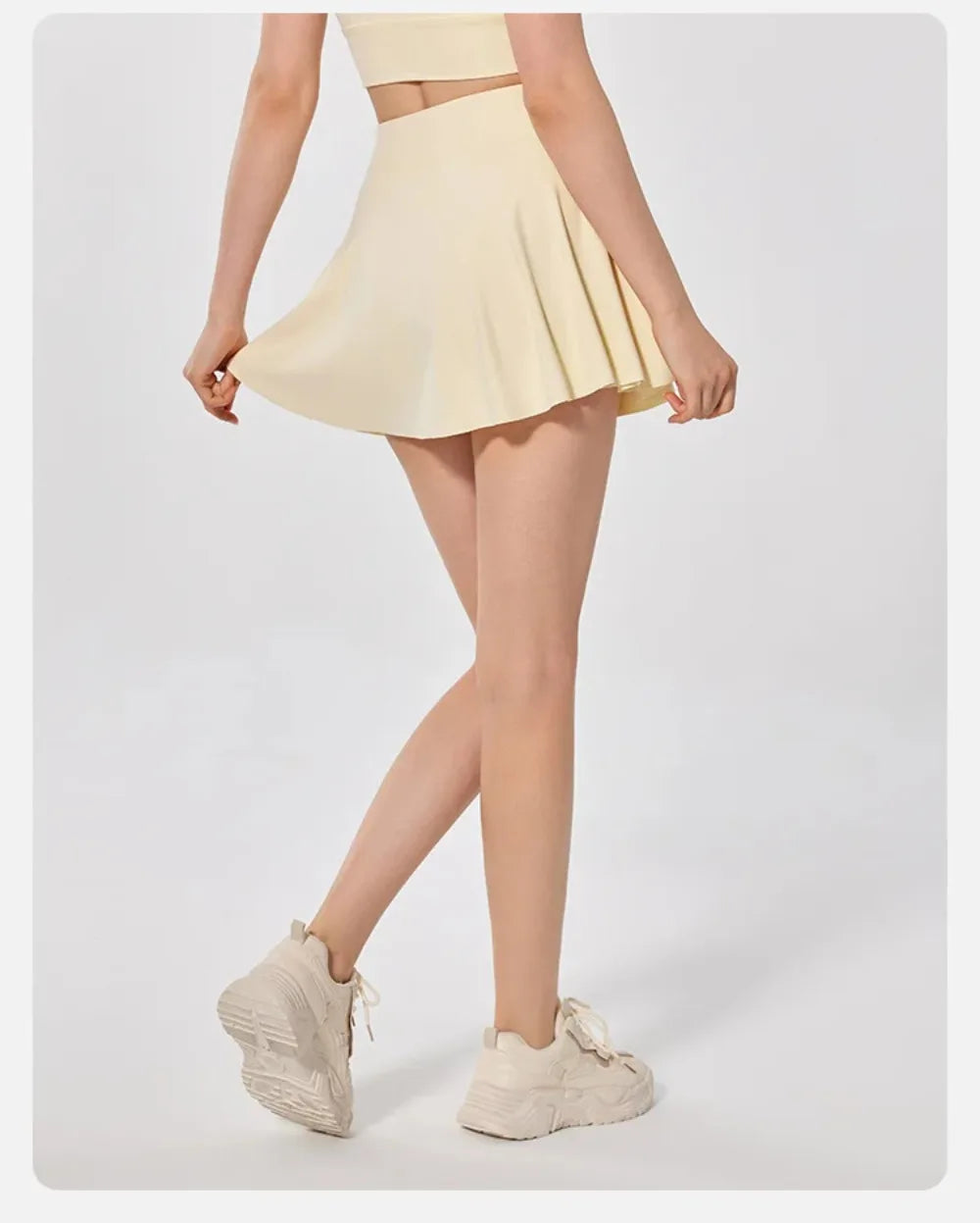 Summer Outdoor Sports Running Half-length Pleated Skirt Tennis Golf Fitness Short Skirt Pants Women's Slim High Waist