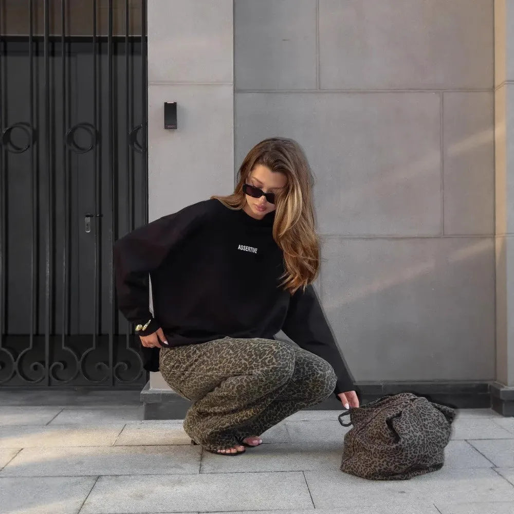 Women's Clothing Spring Loose Solid Color Round Neck Long Sleeve Tops Casual Fashion Simple Style All-match Trendy Comfortable