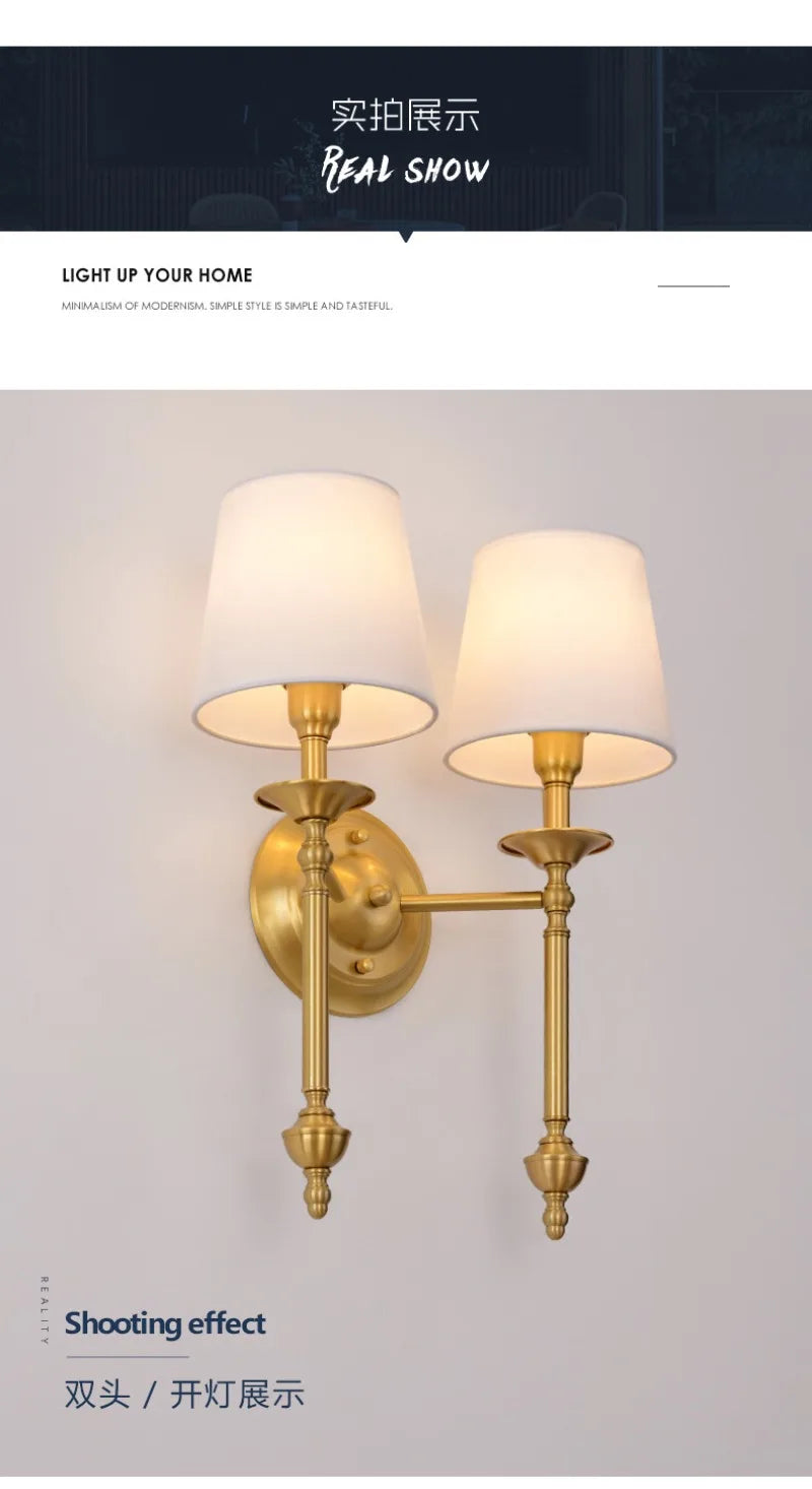 American Bedroom Bedside Lamp Mirror Front Light Simple Living Room Villa Clubhouse Wall Lamp