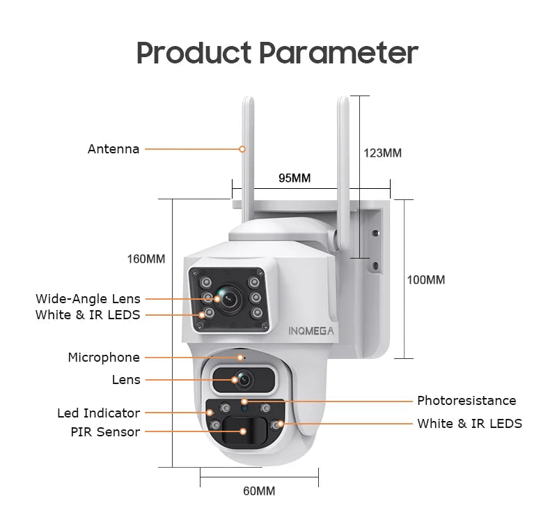 INQMEGA 8MP 4K Solar Wirelesss IP Camera With Battery Outdoor HD 4MP Dual Lens WiFi IP Camara Solar Panel CCTV Security Factroy