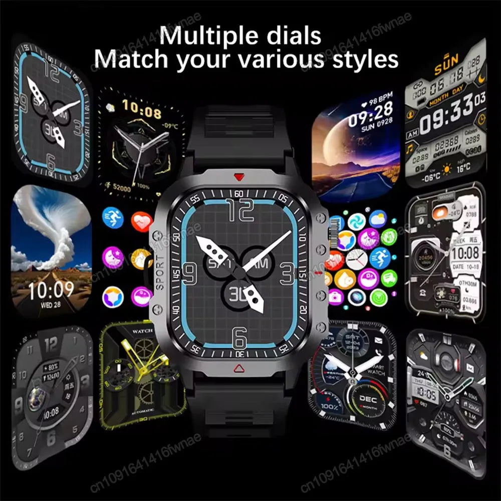 Outdoor Sports Smart Watch 2.01 Inch AMOLED Screen LED Flashlight Bluetooth Talking Smart Watch for Men Women Holiday Gifts 2025