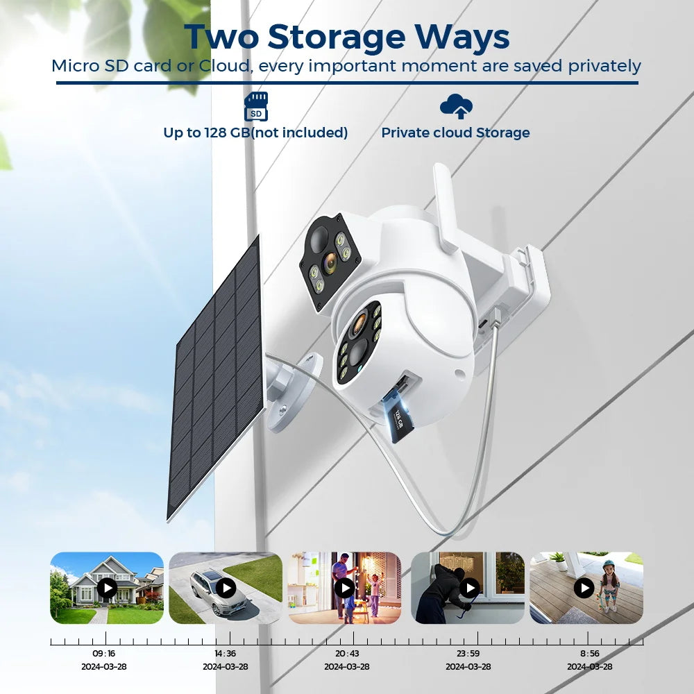 BESDER 8MP 4K Solar Wirelesss IP Camera With 7800 mAh Battery Outdoor HD 4MP Dual Lens WiFi IP Camara Solar Panel CCTV Security