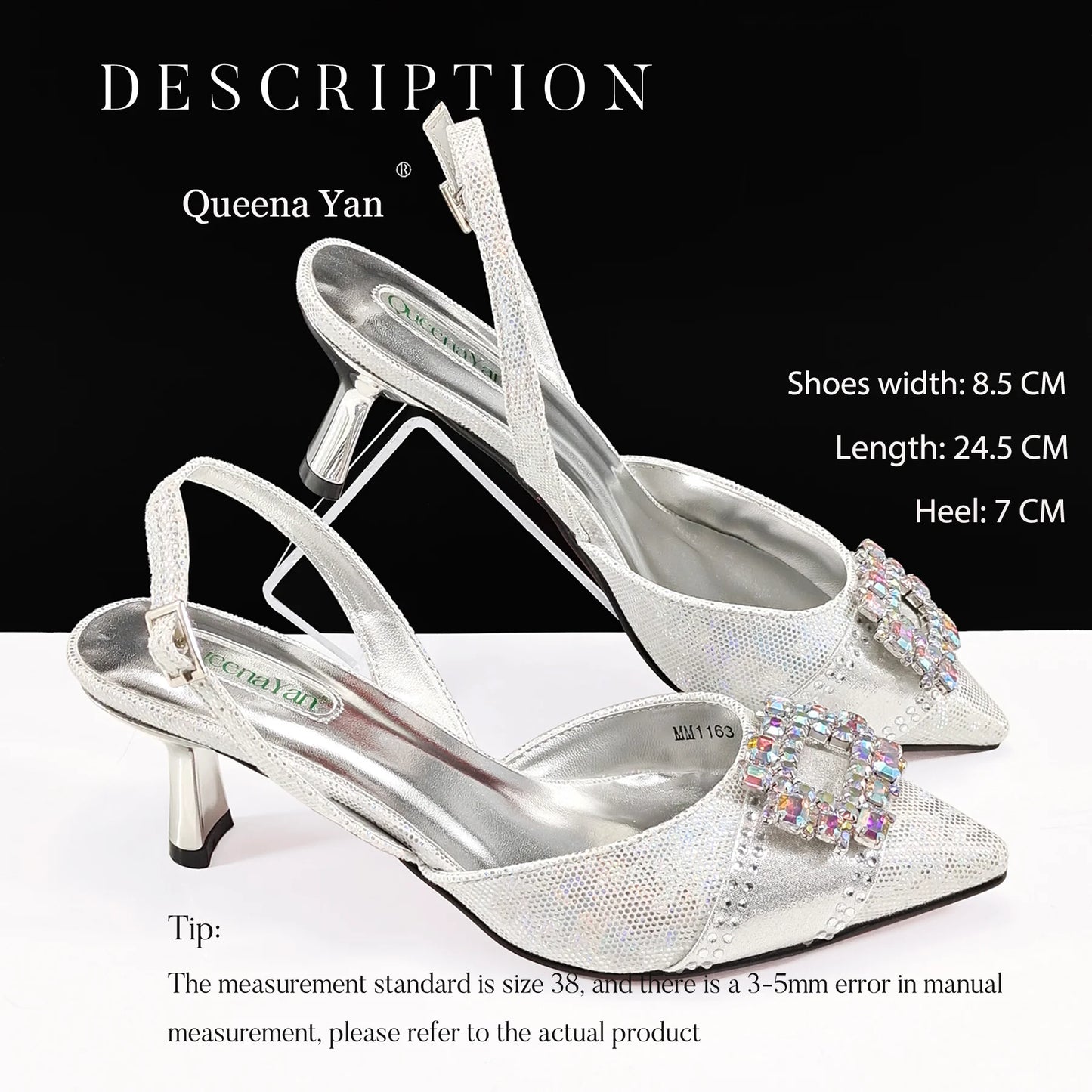 Spot Goods Italian Fashion Women Heels Elegant Color Block Design Brown Shoes And Bag Full Rhinestone Party Bag