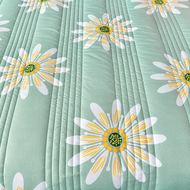 لحاف صيفي من القطن المغسول، لحاف مكيف للهواء، بطانية ناعمة وجيدة التهوية، مفرش سرير مطبوع عليه أوراق رقيقة، غطاء سرير، منسوجات منزلية