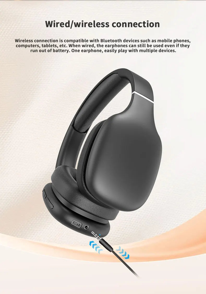 Bluetooth Headphones Over-Ear, Foldable Wireless and Wired Stereo Headset,Soft Earmuffs &Light Weight for Prolonged Wearing