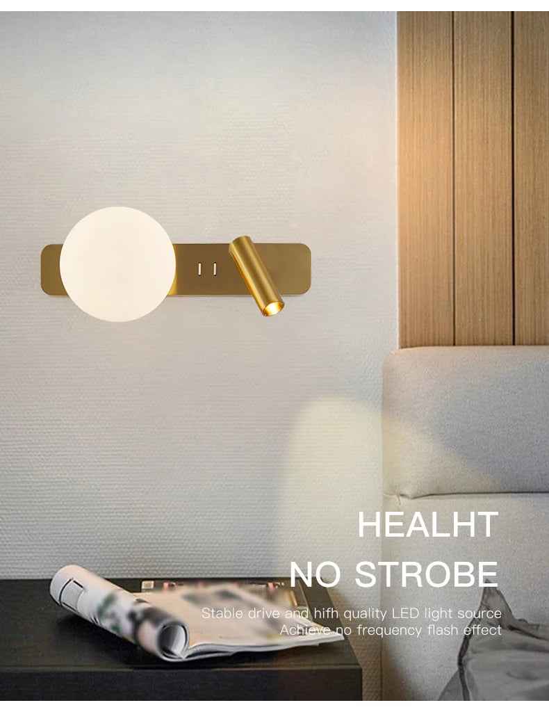 مصباح حائط LED بجانب السرير في غرفة النوم، مصباح حائط بسيط إبداعي قابل للتعديل، ممرات غرفة المعيشة الحديثة، أريكة، خلفية تلفزيون، أضواء جدارية