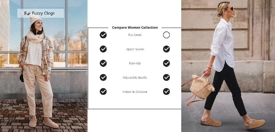 Crestar Women's Fur Lined Suede Clogs Winter Warm Fuzzy Cork Footbed Mules Unisex Cow Suede Potato Shoes Support Drop Shipping