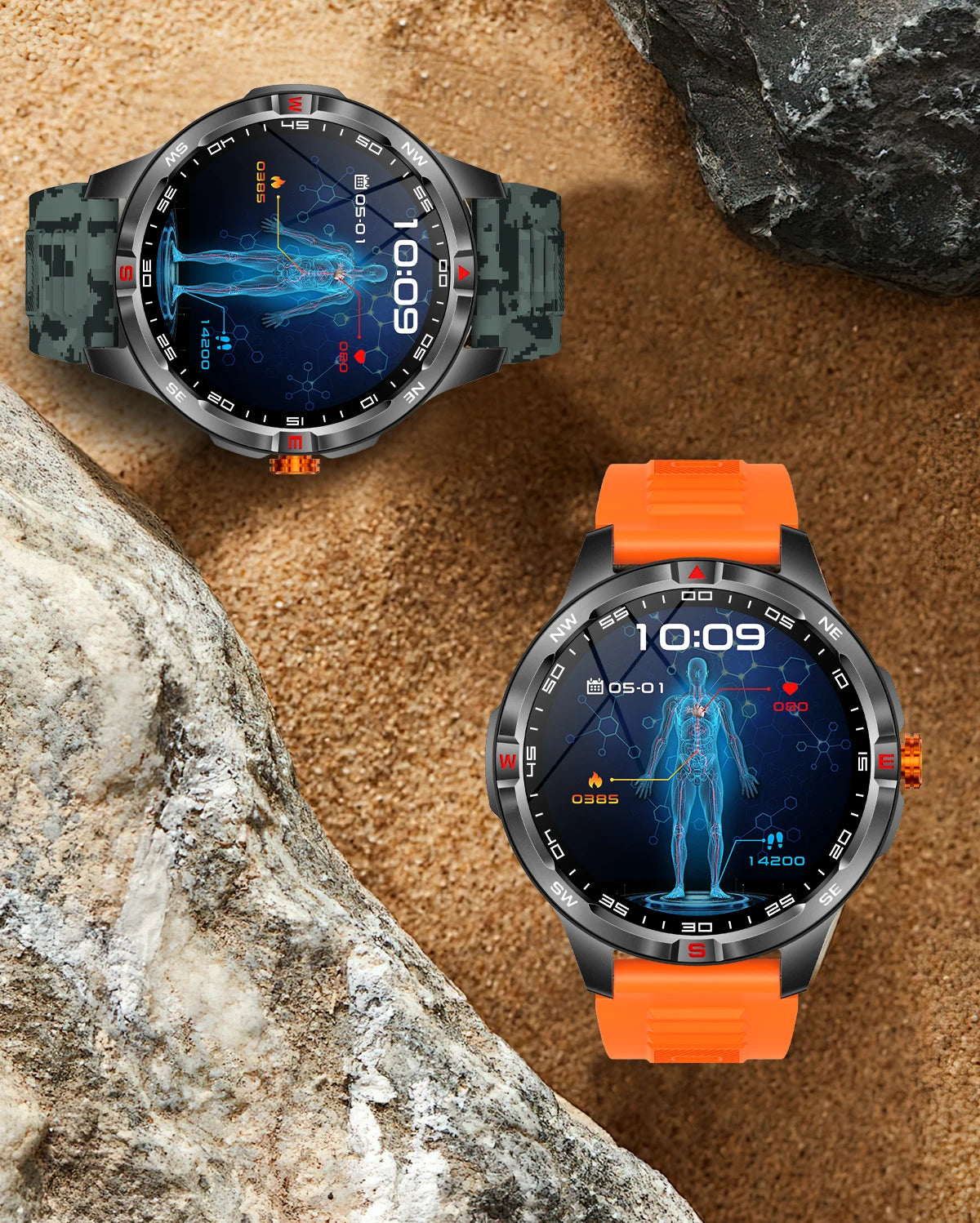 Outdoor Sports Smart Watch Men 1100mAh Large Battery Bluetooth Call 100+ Sports Modes Compass Waterproof Health Sport SmartWatch