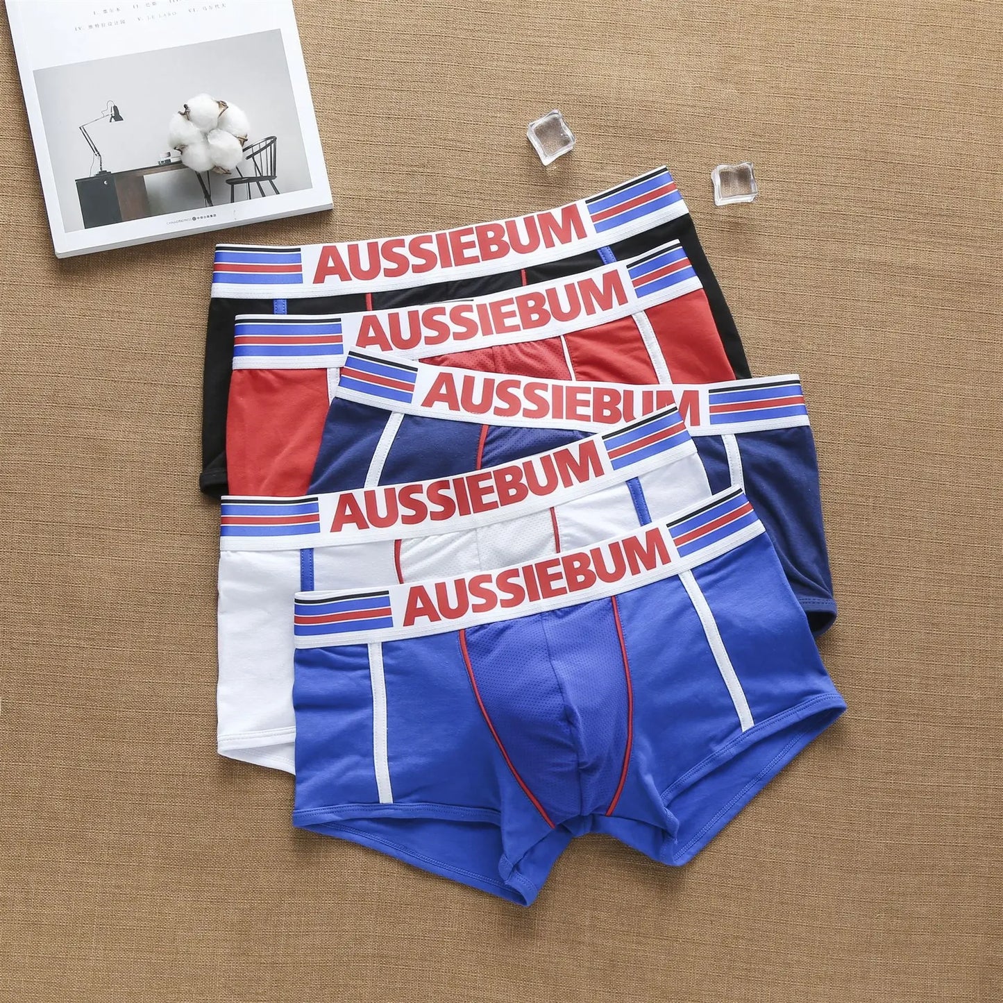 Men's fashion is cool in Europe and America. Cotton boxer shorts for young students.