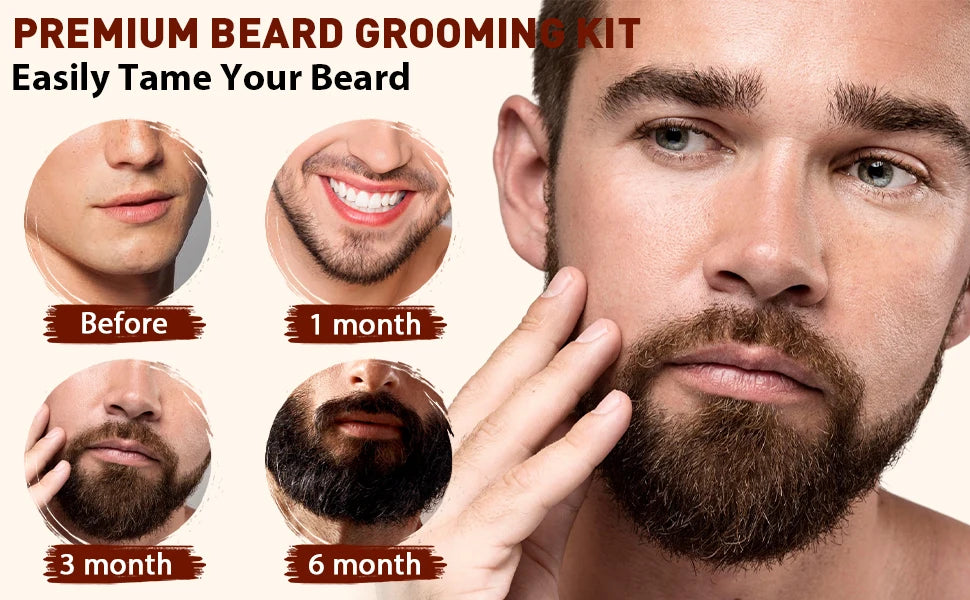 مجموعة العناية باللحية، شامبو ويسكرز للتنظيف العميق، بلسم، زيت مكثف، بلسم الشارب، منتجات ترطيب وتنعيم اللحى