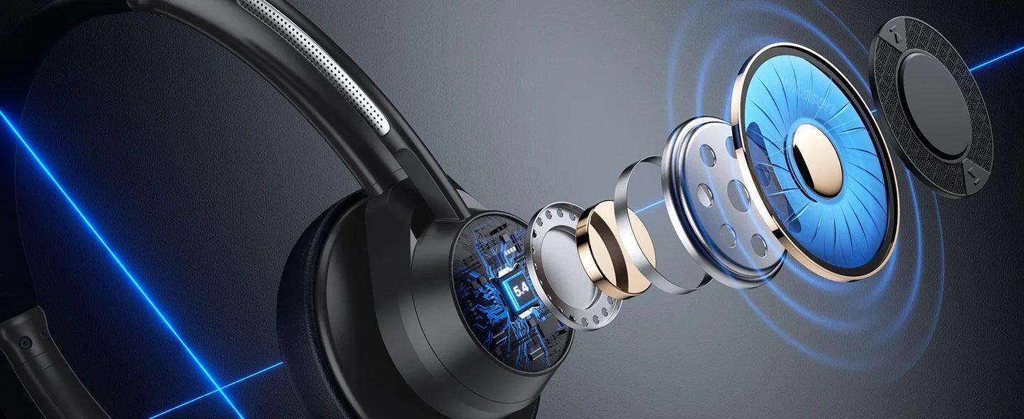 سماعة رأس لاسلكية بتقنية البلوتوث 5.4 مزودة بميكروفون وخاصية إلغاء الضوضاء وتقنية Multipoint Connect وسماعة رأس لاسلكية للعمل