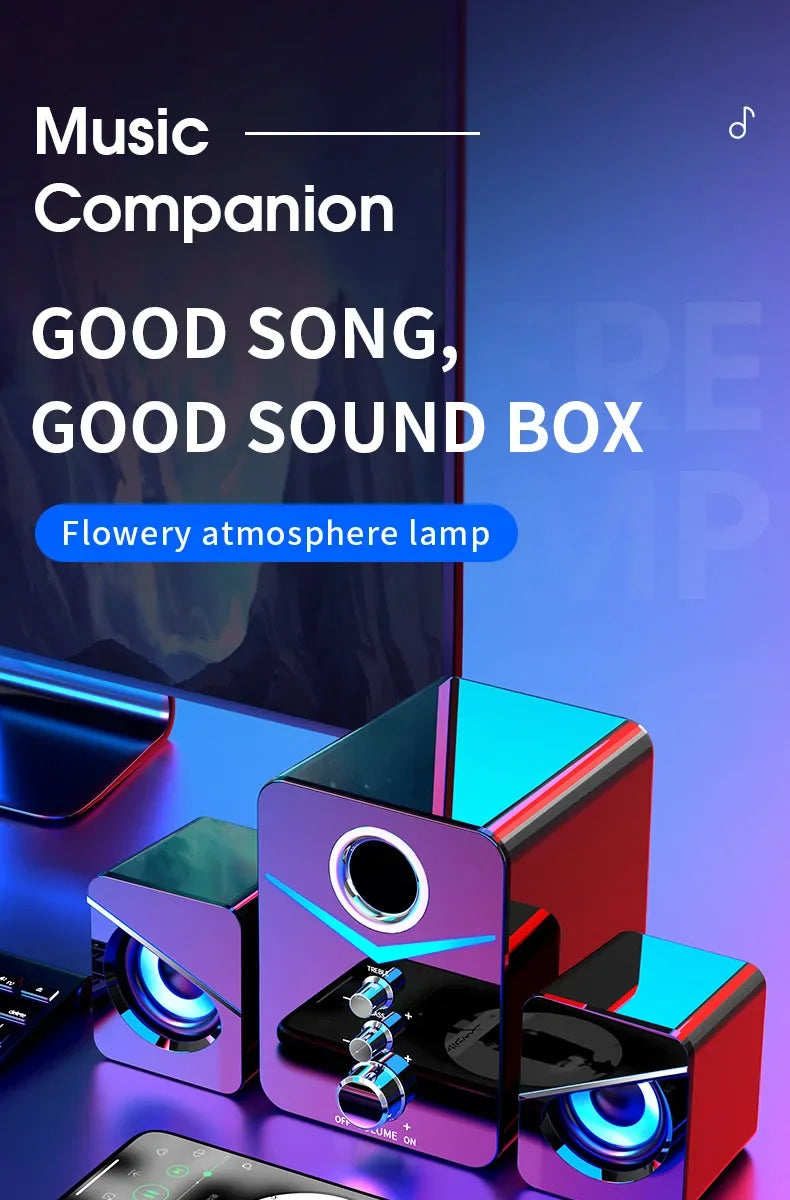 Bluetooth Speaker Home Theater Sound Bass System Mini Speakers Desktop Computer MP3 Player Audio for PC Phone Subwoofer Soundbar