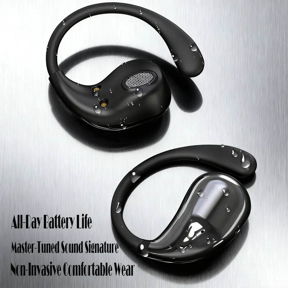 Bluetooth 5.4 Ear Hook Headphones TWS Wireless Earphones HiFi Stereo Waterproof Headsets LED Display Long Standby Touch Earbuds