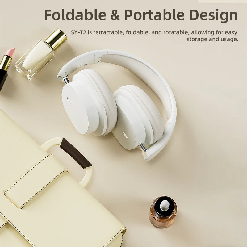 Bluetooth 5.3 Fashion Wireless Headphones HIFI Stereo Portable Over-ear Business Headset Low Latency Gaming Earphones With Mic
