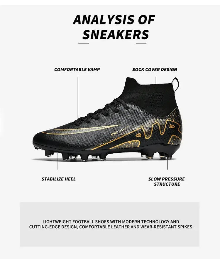 Indoor Competition Football Shoes Outdoor Grass Anti Slip Sports Shoes Light Breathable Casual Shoes Traning Sneakers Teenagers