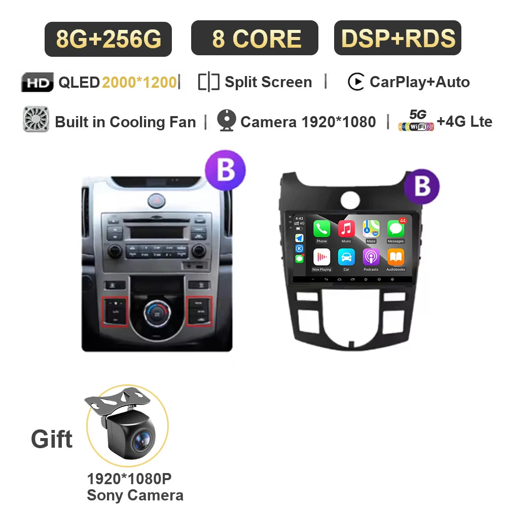 Android For KIA Forte Cerato 2 Porte Koup 2008 2009 2014 Auto Car Intelligent Systems AutoMotiveCarplay Auto Screen Wireless