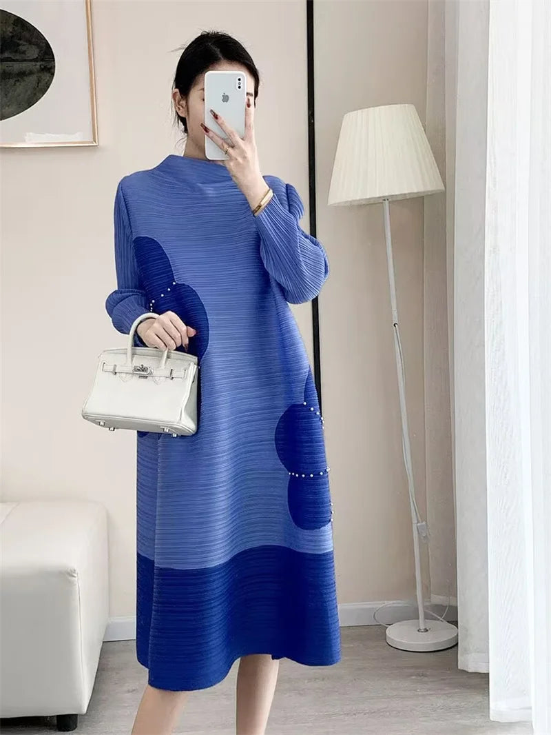 Womens Dresses Long Dresses High-quality Printed Long Skirt Elegant Temperament and Pleated Fashion High-end Round Neck Dress SwiftNest