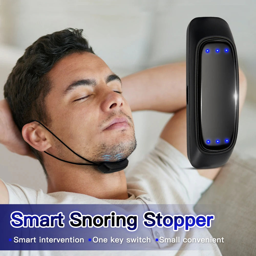 جهاز EMS Pulse Stop Snore المحمول المريح للنوم الجيد وإيقاف الشخير والعناية الصحية ومساعد توقف التنفس أثناء النوم وجهاز USB الذكي المضاد للشخير