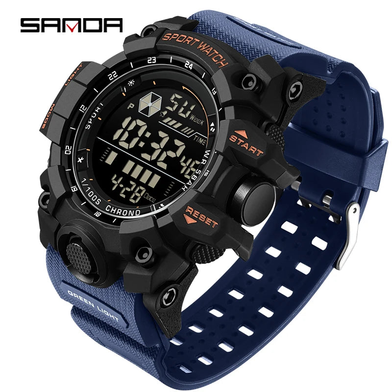 SANDA Outdoor Sports Men Watch Waterproof LED Analog Digital Show Multifunction Big Dial Electronic Wristwatch G style Male Cloc