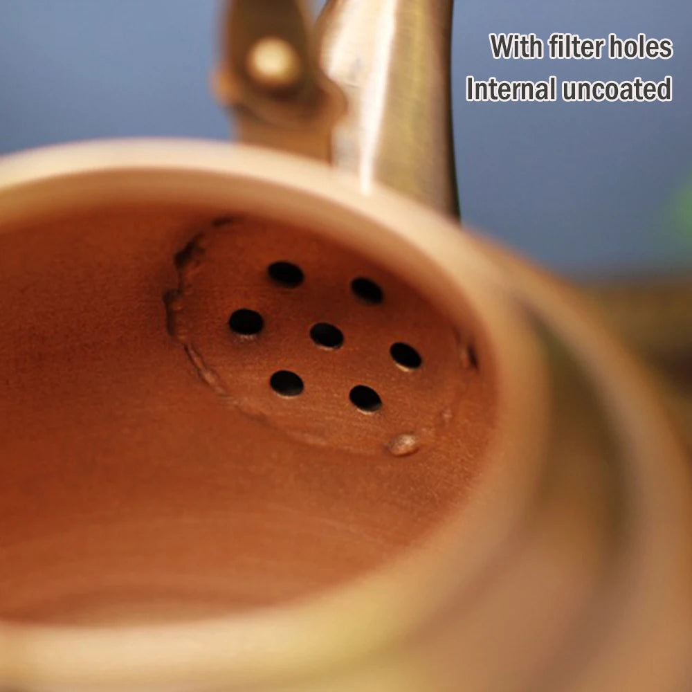 إبريق شاي جديد عالي السعة من النحاس الأحمر، غلاية ماء مغلي بموقد غاز منزلي، غلاية شاي صحية، مجموعة شاي الكونغ فو، سعة 2.0 لتر