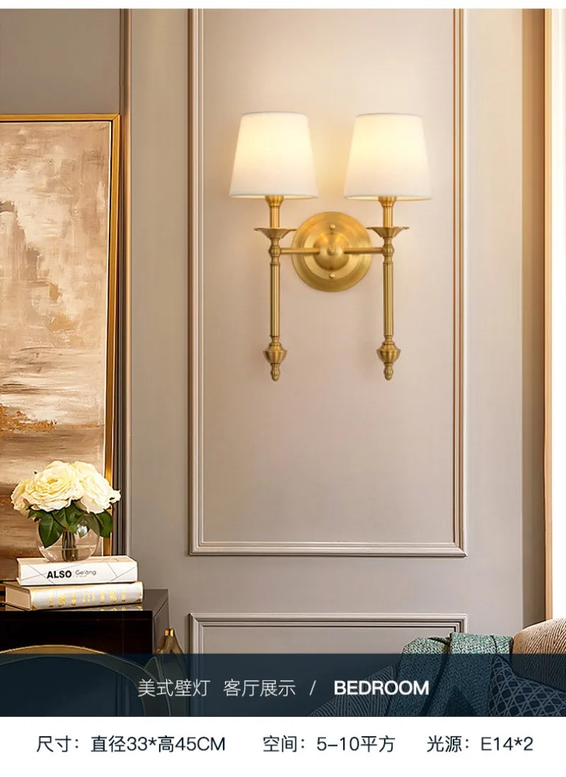 American Bedroom Bedside Lamp Mirror Front Light Simple Living Room Villa Clubhouse Wall Lamp