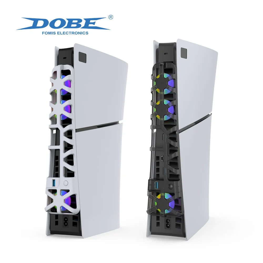 DOBE Cooling Fan for PS5 Slim Disc Edition/Digital Edition with RGB Lighting and USB 3.0 Port TP5-3538S SwiftNest