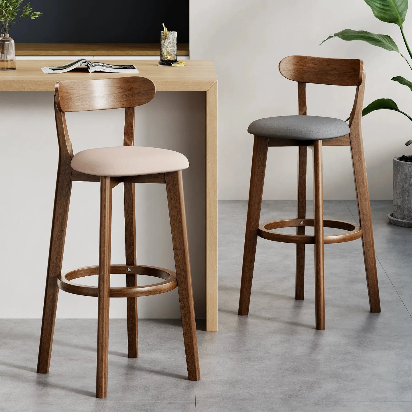 Wooden Bar Stool Modern Dining Room Office Stool Luxury Chaises for Nordic Interior Decoration Luxury Wooden Dining Stool