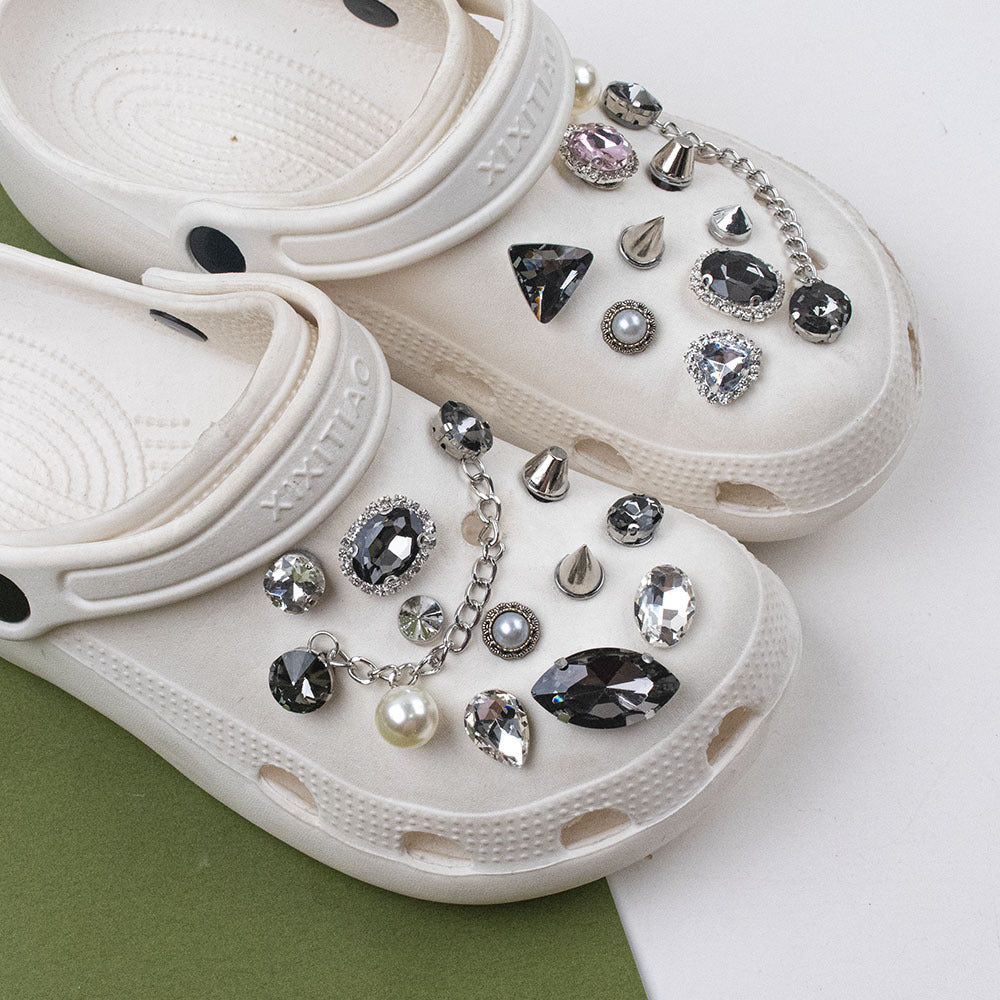 Shoe Charms DIY Rhinestone Rivet Pearl Decoration Buckle for Hole Shoe Charm Accessories Kids Party Woman Girls Gift