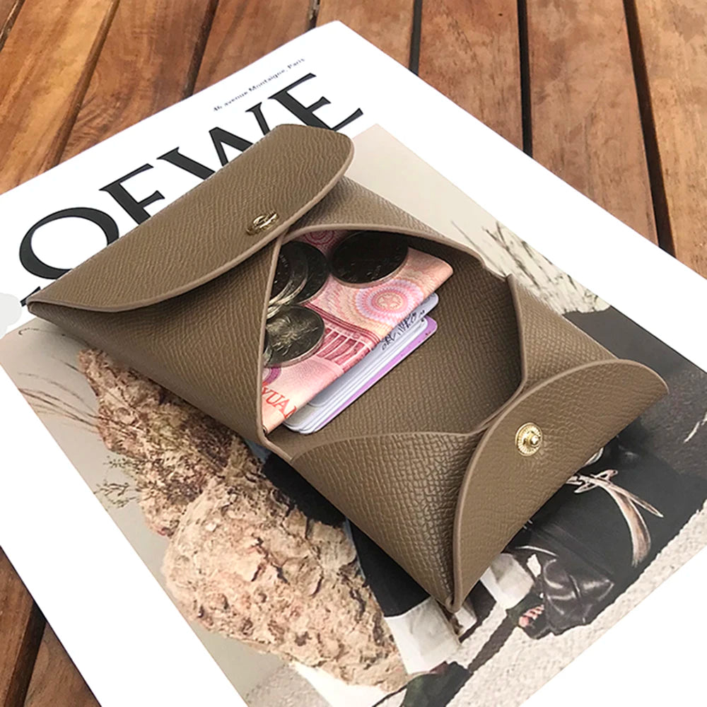 محفظة نقود من الجلد الأصلي للنساء والرجال بتصميم فاخر، حقيبة بطاقات ائتمان قابلة للطي، حروف مخصصة، حقيبة نقود صلبة، محفظة صغيرة