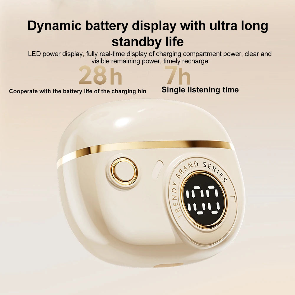 Bluetooth 5.4 Earphones TWS Wireless Headphones Mini Earbuds LED Display Gaming Headsets HiFi Stereo Noise Reduction Earphone