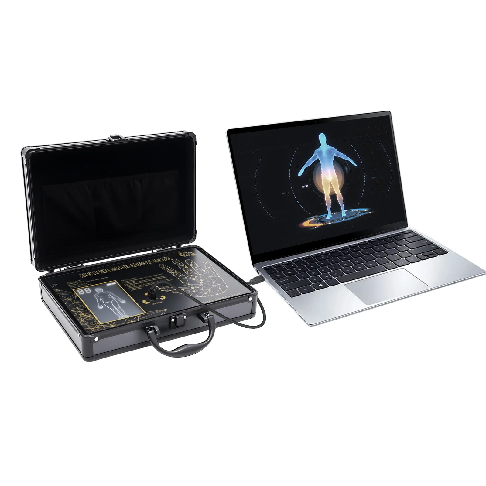 جهاز تحليل الصحة الكمي مع أكثر من 50 تقريرًا، وجهاز مراقبة صحة الجسم المحمول مع مستشعر الأشعة تحت الحمراء، وماسح صحي غير جراحي