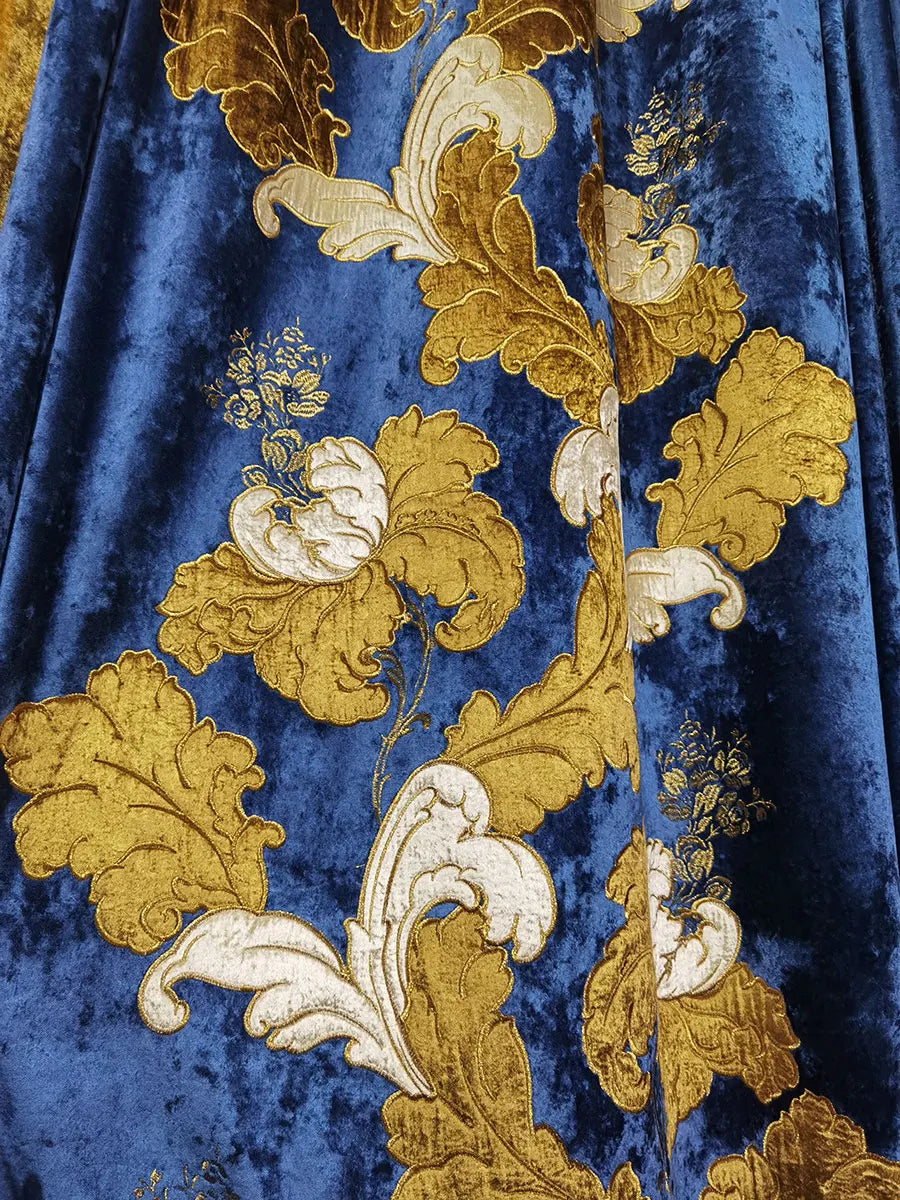 European Curtains for Living RoomCustom New High-end Villa  French Bedroom Velvet Embroidered American Cotton Wool Large Flowers