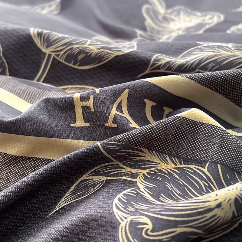 Home Textile Microfiber Bedding Set 4pcs Duvet Cover Set Printed Grey Bed Linens 2025 New Polyester Top Sheet Pillowcase